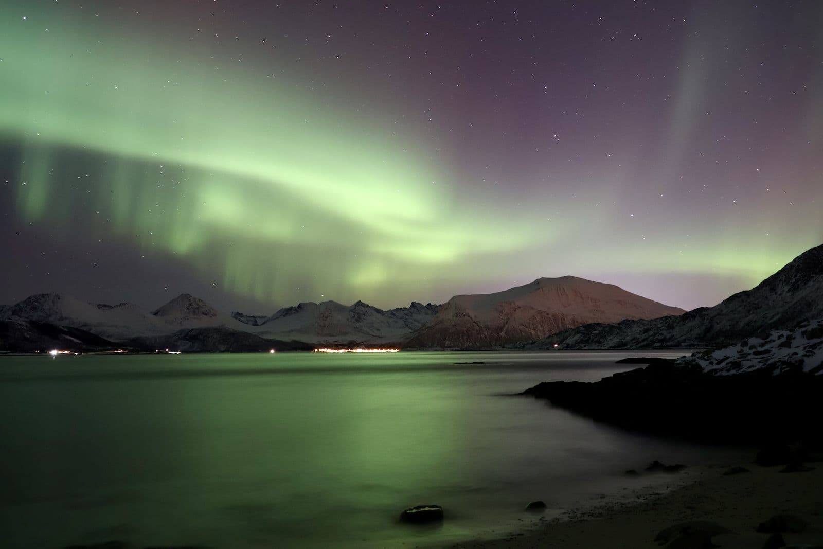 A beautiful aurora, a short drive from Tromø, Norway